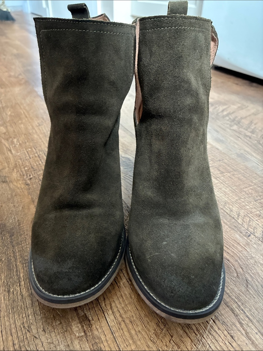 Rebels Olive Green Suede Boots with Stacked Heel - Picture 9 of 9
